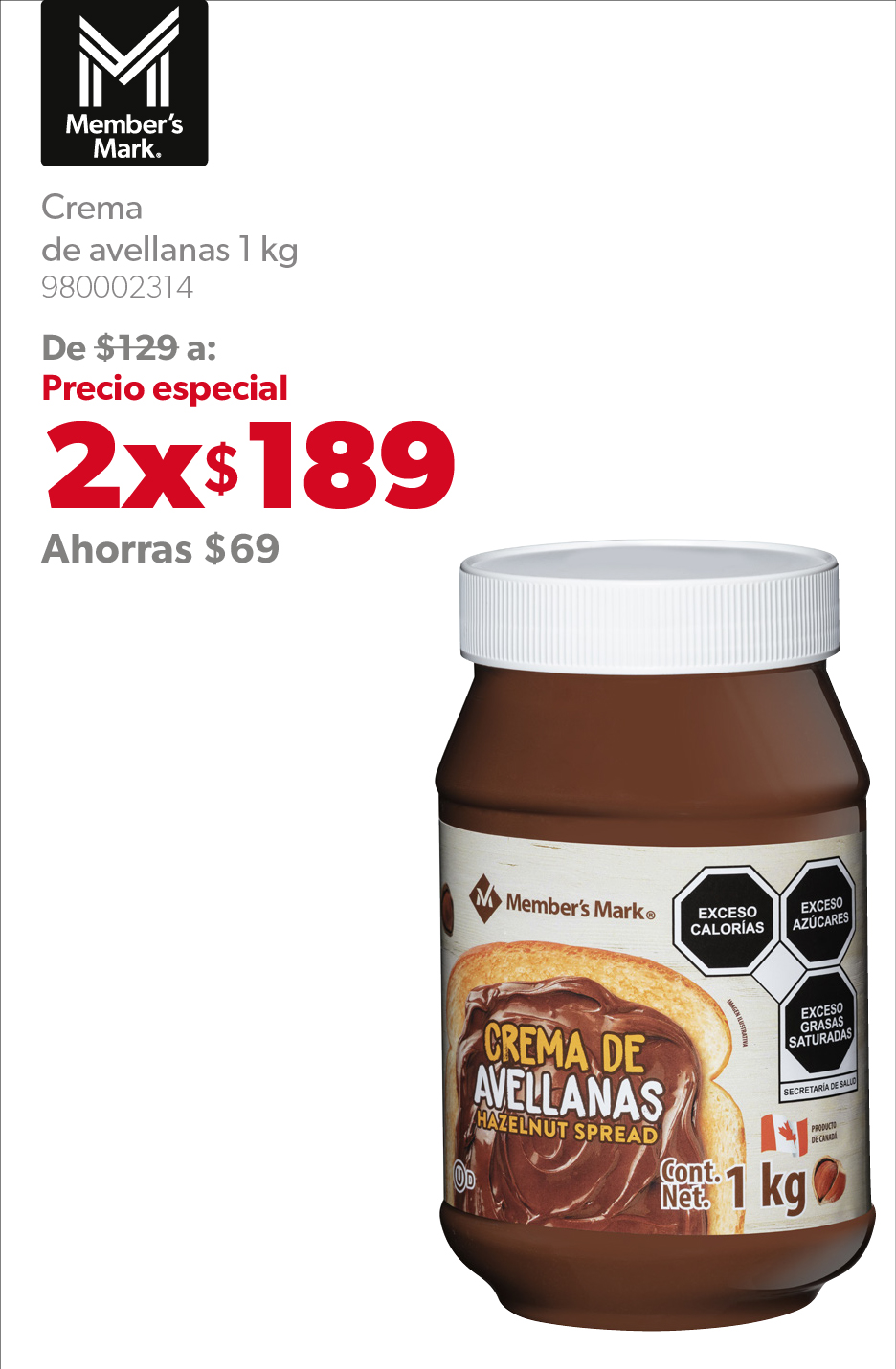 165 Cremadeavellanas1Kg Membersmark